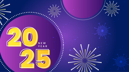 Purple Violet Blue And Yellow Abstract Happy New Year 2025 Design Background
