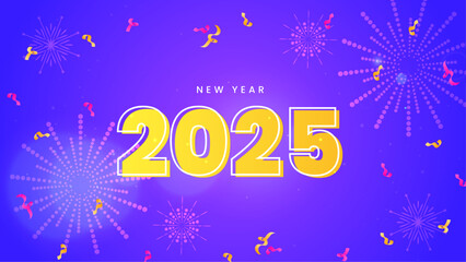 Blue Purple Violet And Yellow New Year 2025 Design Background