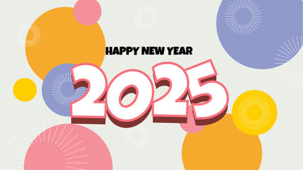 Colorful Modern Happy New Year 2025 Design Background