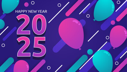 Fototapeta premium Blue Purple Violet And Pink Stylish New Year 2025 Design Background