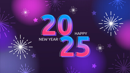Blue Pink And Purple Violet Elegant 2025 New Year Event Design Background