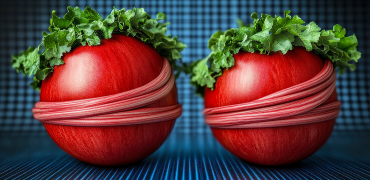 Conceptual Image of Cancer Cachexia: Symbolizing Muscle and Fat Loss Through Sculpted Tomatoes and Lettuce