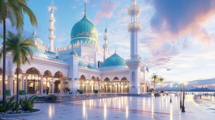 Majestic Mosque Illuminated by Soft Sunlight