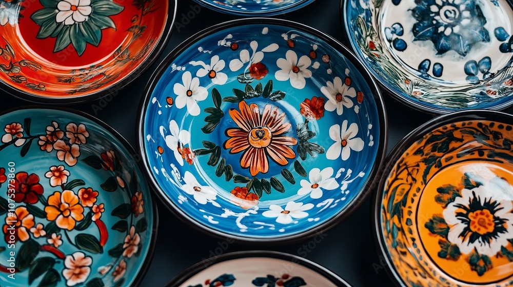 Poster hand-painted ceramic plates with intricate boho patterns