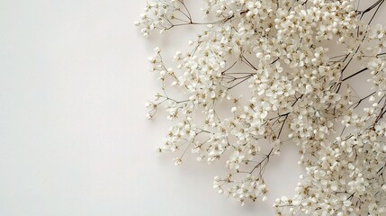 Isolated Elderberry Flower Arrangement on White Background, Showcasing Delicate White Petals and Natural Beauty of Sambucus Nigra in a Minimalist Style