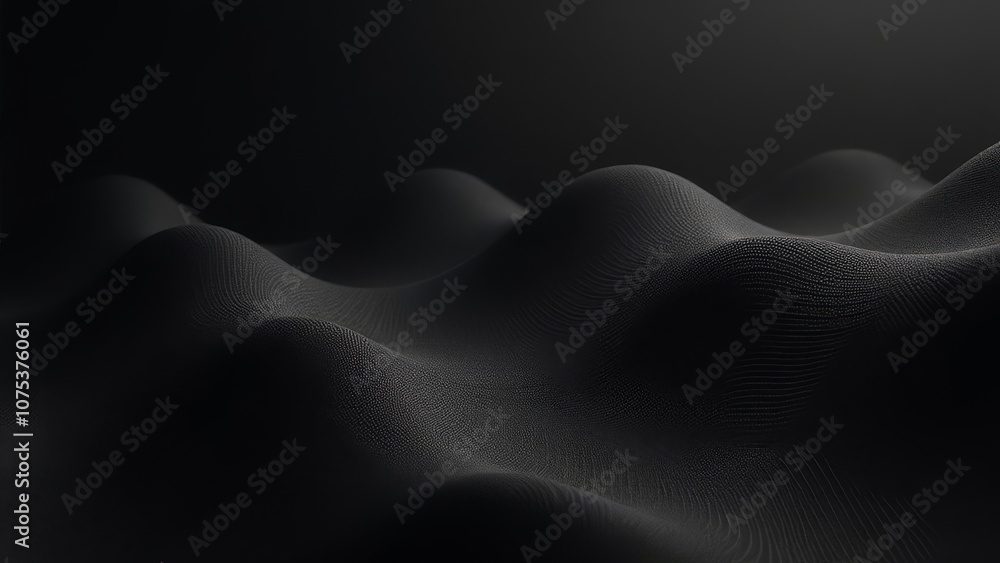 Poster abstract dark smooth waves in minimalist 3d art with subtle textures and shadows