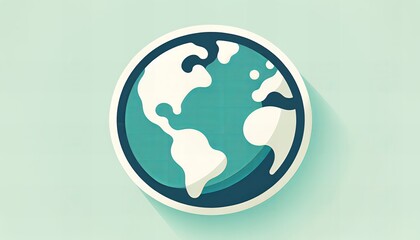 A stylized illustration of the earth, focusing on the continents within a circular frame, with a flat design and shadows.