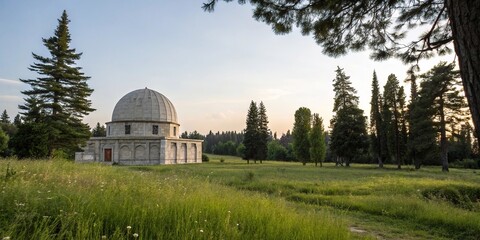 Obraz premium Domed structure amidst a stunning natural setting with an abundance of grass and trees, natural wonders, natural scenery