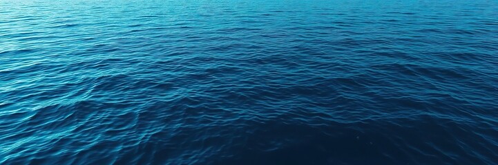 Fototapeta premium Desolate ocean surface with a deep blue hue, reflecting the faint light of distant water depths, waves, calm sea