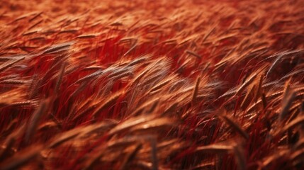 Vibrant Red Wheat Field. Agriculture, Harvest, and Natural Background