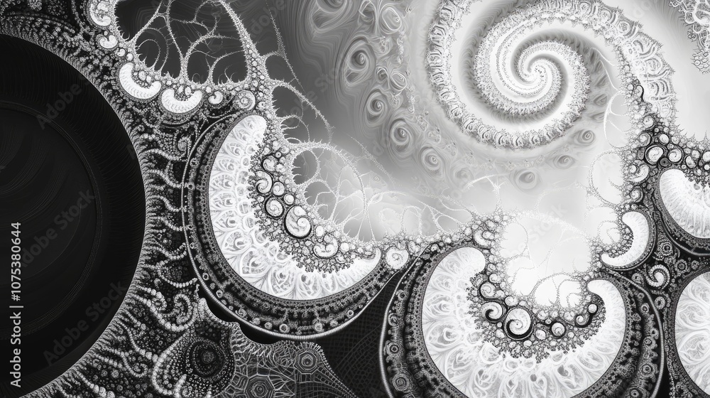 Poster line art illustration depicting the mesmerizing beauty of mathematical design inviting exploration o
