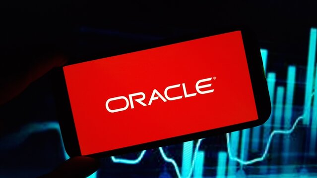 Konskie, Poland - November 10, 2024: Oracle company logo displayed on mobile phone