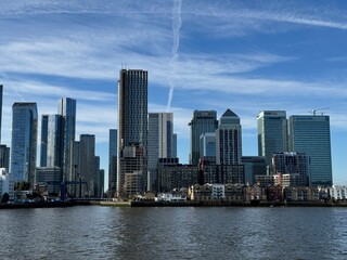 Fototapeta premium Canary Wharf, London Skyscrapper View From Thames River