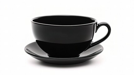 Elegant Isolated Black Coffee Cup on White Background Perfect for Various Design Projects, Contemporary Aesthetic Displaying Simplicity and Style