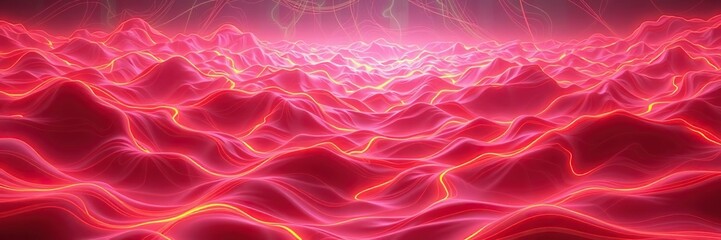 Obraz premium Glowing, neon-like landscape with intricate, swirling patterns, colorful, glowing