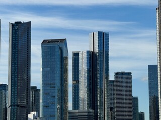 Obraz premium Canary Wharf, London Skyscrapper View From Thames River