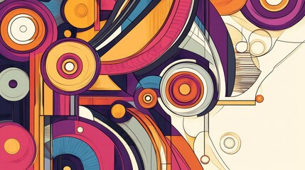 Abstract geometric background in a line art illustration featuring intricate patterns and shapes
