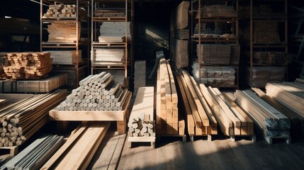 A photo of construction materials neatly arranged