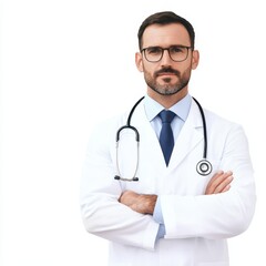 Fototapeta premium a male doctor in a white lab coat