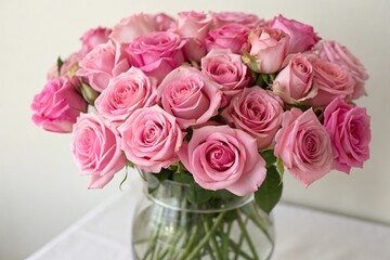 Emanating fragrance of freshly cut roses permeates a kaleidoscope of pink hues, flower power, subtle