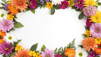 Obraz premium Colorful Floral Wreath Background Pattern, paper background, garden design, nature-inspired, vintage floral, colorful petals