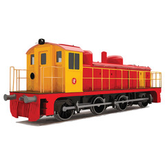 Obraz premium 3D model of a red and yellow train engine
