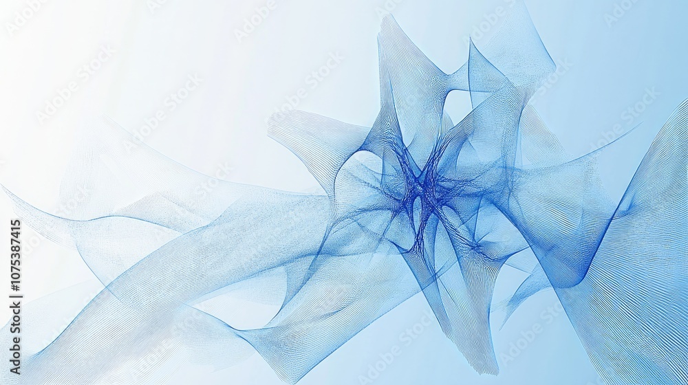 Poster line art illustration featuring an abstract blue background with a glossy fractal explosion star and