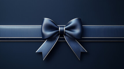 Blue bow illustration, dark blue background, simple but luxurious design, Christmas gift