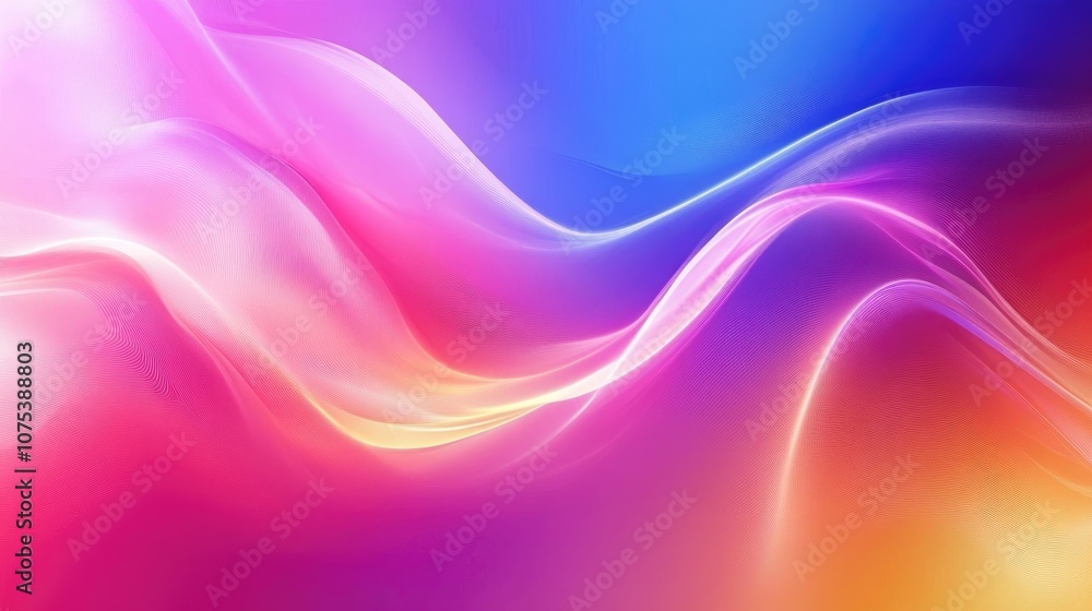 Poster smooth flowing background with a vibrant blend of colors in a line art style