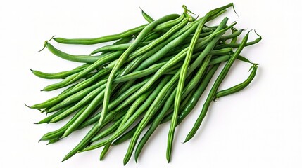 Fototapeta premium Fresh Green Beans Isolated on White Background, Perfect for Healthy Lifestyle, Cooking, and Food Photography, Great for Recipes and Nutrition Concept