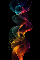 Obraz premium abstract digital illustration with colourful wavy lines on dark background 
