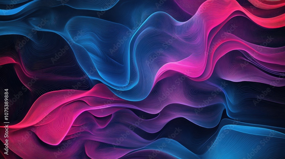 Poster line art illustration of an abstract background created using computer generation techniques