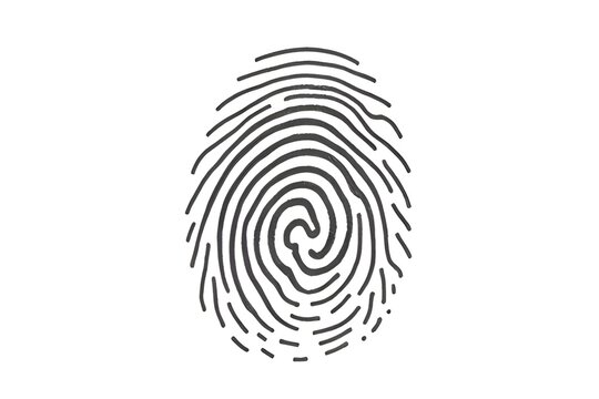 Fingerprint icone, black on white illustration