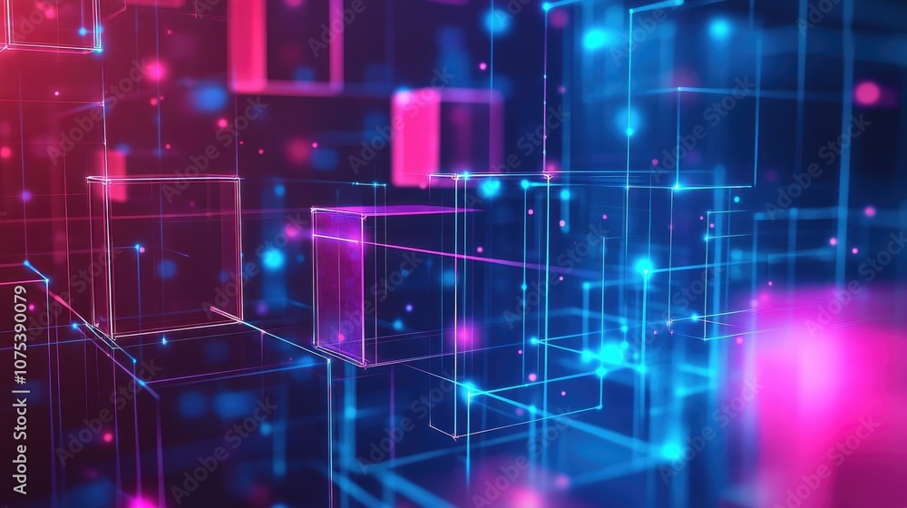 Aufkleber abstract futuristic background featuring glowing blocks in a line art style showcasing high quality 
