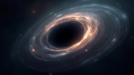 Black Hole Warping Light and Matter in a Dark and Mysterious Space Scene