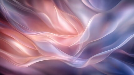 Obraz premium Abstract background features soft, flowing waves in pastel shades of pink, lavender, and peach, creating a dreamy, ethereal atmosphere with smooth, delicate textures blending harmoniously.