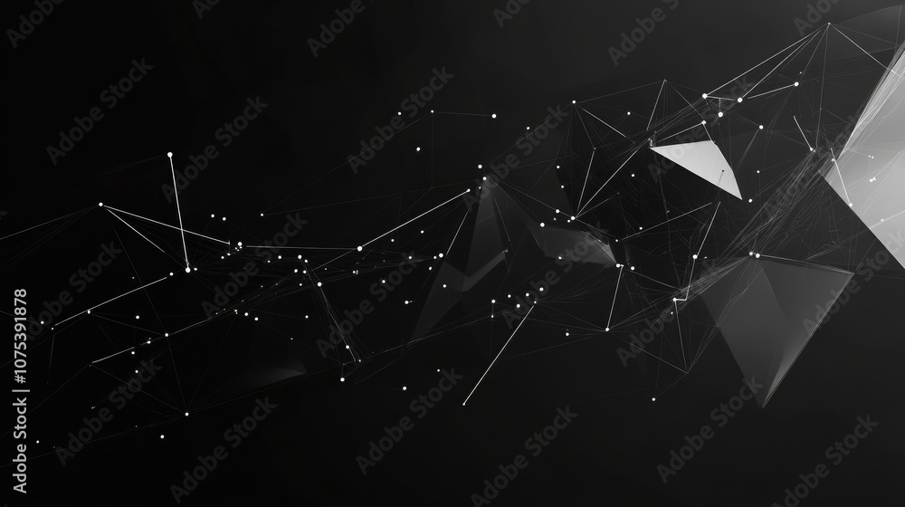 Fototapete abstract low poly dark background featuring a polygonal space with connecting dots and lines connect