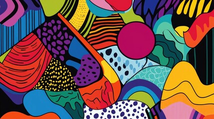 Line art illustration featuring vibrant colors against an abstract background