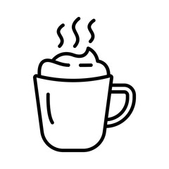 Icon of a hot cocoa mug, symbolizing warmth and comfort during winter.