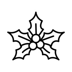 Fototapeta premium Icon of a holly plant with leaves and berries, symbolizing Christmas and winter.
