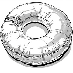 A black and white illustration of a pool float, perfect for lounging in the water on a hot summer day. Coloring book