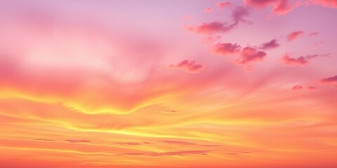 Fototapeta premium Watercolor Sunset Sky Orange Purple Gradient Background, gentle sunset, orange and purple hues, calming environment
