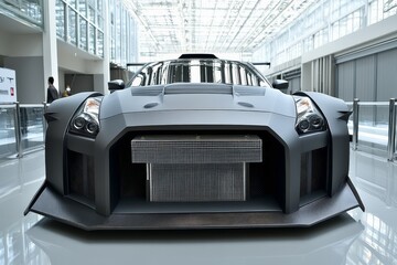Obraz premium Modified car with aggressive body kit and intercooler peeking through the front grille.