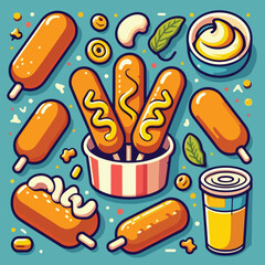 A flat illustration of a Mini Corn Dog