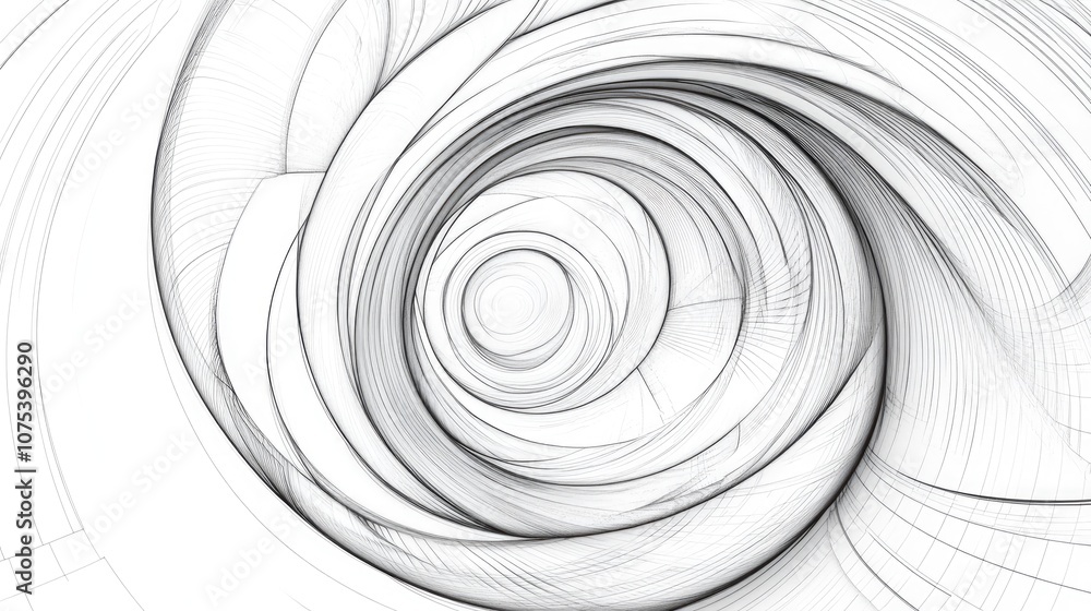 Poster line art illustration from a spiral series suitable as a backdrop for projects related to mathematic