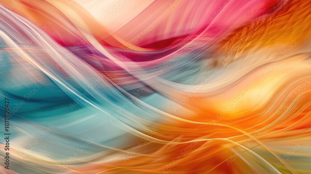 Poster abstract multicolor background featuring line art illustration with dynamic motion blur effects