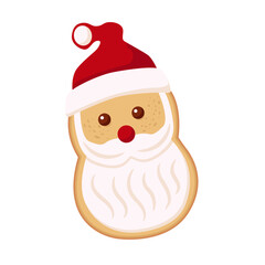 Cute Santa Claus cookie vector illustration. 