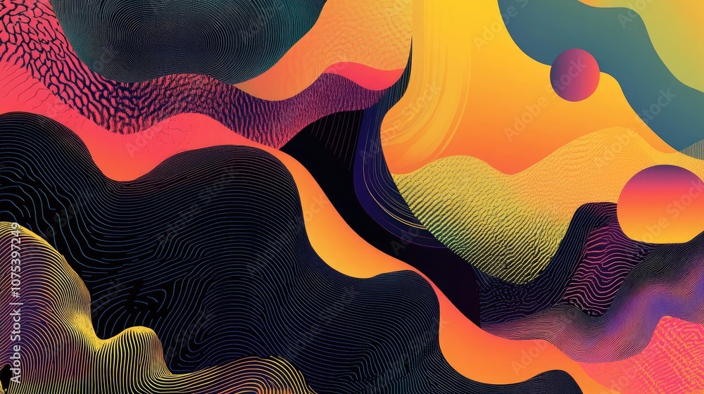 Poster psychedelic wave background featuring a vibrant gradient in a modern abstract style trendy design te