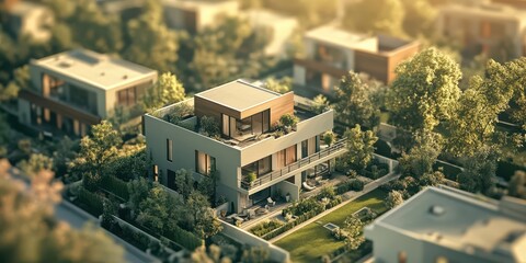 Fototapeta premium Real estate investment strategy concept showcasing property growth and mortgage planning visuals.