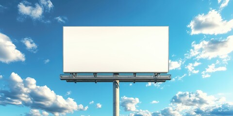 Fototapeta premium Large blank billboard against a clear blue sky, ready for advertising display, minimalist outdoor setup.